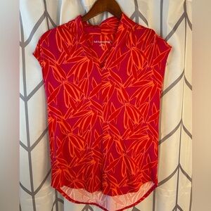 Soft Surroundings Vibrant Red and Orange Blouse